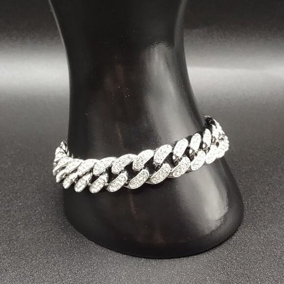 Silver CZ Miami Cuban Link Bracelet | Trendzio Jewelry Silver Plated Bracelet Miami Cuban Iced Out 12mm Chain CZ Diamonds Jewelry NEW